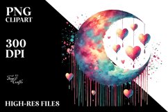 Simple Moon with Hanging Hearts PNG Product Image 2