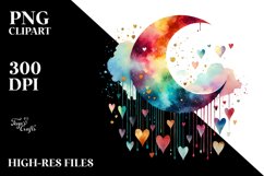 Simple Moon with Hanging Hearts PNG Product Image 2