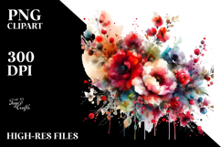 Colorful Red Flowers PNG Product Image 2