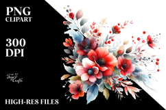 Colorful Red Flowers PNG Product Image 2