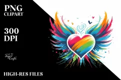 Colorful Heart with Wings, Transparent PNG Product Image 2