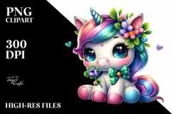 Baby Unicorn with Clover PNG Product Image 3