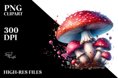 Detailed Colorful Mushroom Watercolor PNG Product Image 2