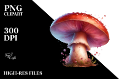 Detailed Glossy Mushroom Watercolor Splash PNG Product Image 2