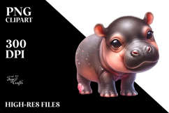 Baby Hippo Painting PNG Product Image 2