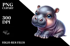 Baby Hippo Painting PNG Product Image 2