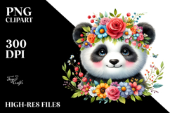 Adorable Panda Flower Crown | Clipart Product Image 2