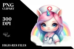 Baby Unicorn Nurse Rainbow | Clipart Product Image 1