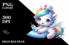 Cute Baby Unicorn Nurse Rainbow | Sublimation Clipart Product Image 1