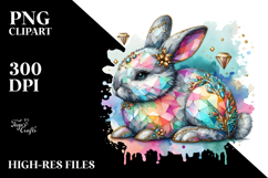 Colorful Diamond Bunny, PNG Product Image 2