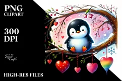 Colorful Penguin Sitting on Tree Branch PNG Product Image 2