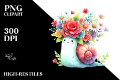 Cute Snail With Flower Crown | Clipart Product Image 2