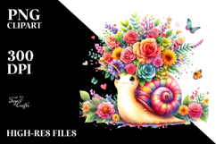 Cute Snail With Flower Crown | Clipart Product Image 2