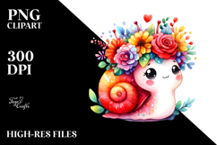 Vibrant Snail Floral Crown | Sublimation Clipart Product Image 2