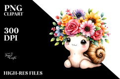 Cute Snail With Flower Crown | Clipart Product Image 2