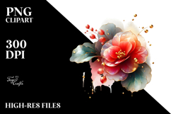 y Golden Watercolor Begonia PNG Product Image 2
