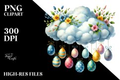 Cloud with Easter Eggs Hanging Sublimation PNG Product Image 2