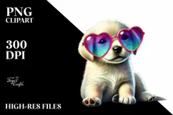 Puppy with Heart Sunglasses PNG Product Image 2