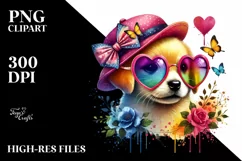 Puppy with Heart Sunglasses PNG Product Image 2