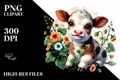Smiling Highland Cow with Floral Ornament Product Image 2