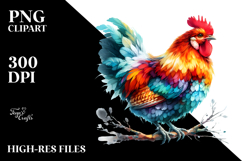 Colorful Chicken on Branch | Clipart Product Image 2