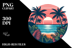 Retro Tropical Beach Sunset, PNG Product Image 2