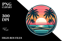 Retro Tropical Beach Sunset PNG Product Image 2