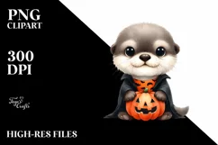 Funny Otter in Halloween Suit | Sublimation Clipart Product Image 3