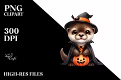 Funny Otter in Halloween Suit | Sublimation Clipart Product Image 3