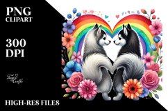 Cute Rainbow Flower Husky Holding Heart PNG Product Image 2