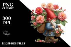 Detailed Gnome Begonia Bouquet Sticker Product Image 1