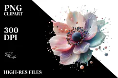 Pastel Anemone in with Metallics, Transparent PNG Product Image 2