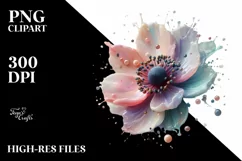 Pastel Anemone in with Metallics, Transparent PNG Product Image 1