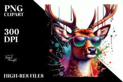 Colorful Deer Wearing Sunglasses | Clipart Product Image 3