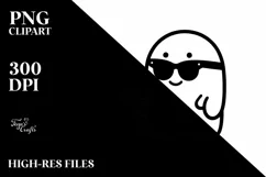 Cute Ghost with Sunglasses Holding Cocktail PNG Product Image 3