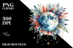 Vibrant Moon Foliage Stars Hanging Clipart Product Image 3