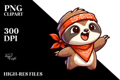 Cartoon Sloth Wearing Bandana PNG Product Image 2