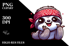 Joyful Sloth with Bandana PNG Product Image 2