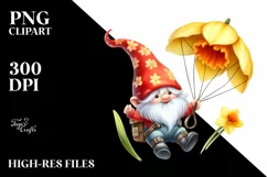 Cute Gnome Air Daffodil Parachute | Sublimation | Clipart Product Image 1