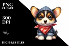 Funny Pembroke Welsh Corgi with Raincoat | Clipart Product Image 3