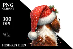 Watercolor Brittany with Santa Hat, Transparent PNG Product Image 2