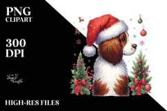 Watercolor Brittany with Santa Hat, Transparent PNG Product Image 2