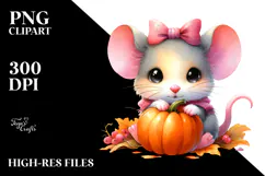 Cute Baby Mouse with Pumpin Drawing | Clipart Product Image 2