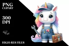 Cute Pastel Unicorn Mechanic | Sublimation | Clipart Product Image 3