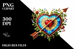 Simple Distressed Heart Arrow Stained PNG Product Image 2