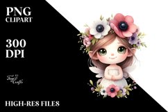 Watercolor Fairy with Flowers | Sublimation Clipart Product Image 3