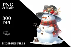 Washed Watercolor Snow Man PNG Product Image 1