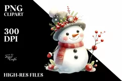 Washed Watercolor Snow Man PNG Product Image 3