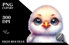 aCute Energetic Singing Chicken with Big Eyes, PNG Product Image 2