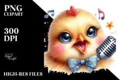 aCute Energetic Singing Chicken with Big Eyes, PNG Product Image 2